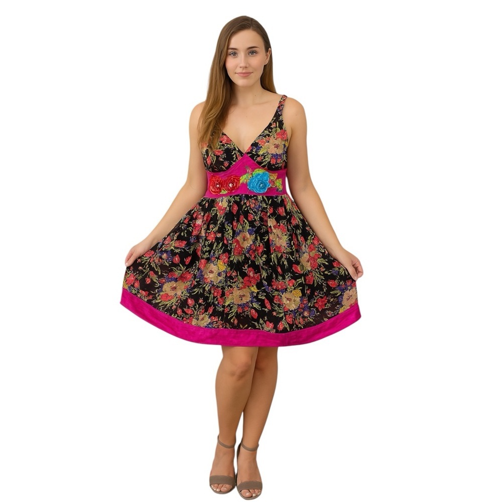 Johnny Was Floral Rayon Slip Dress XS Spaghetti Strap Boho Resort